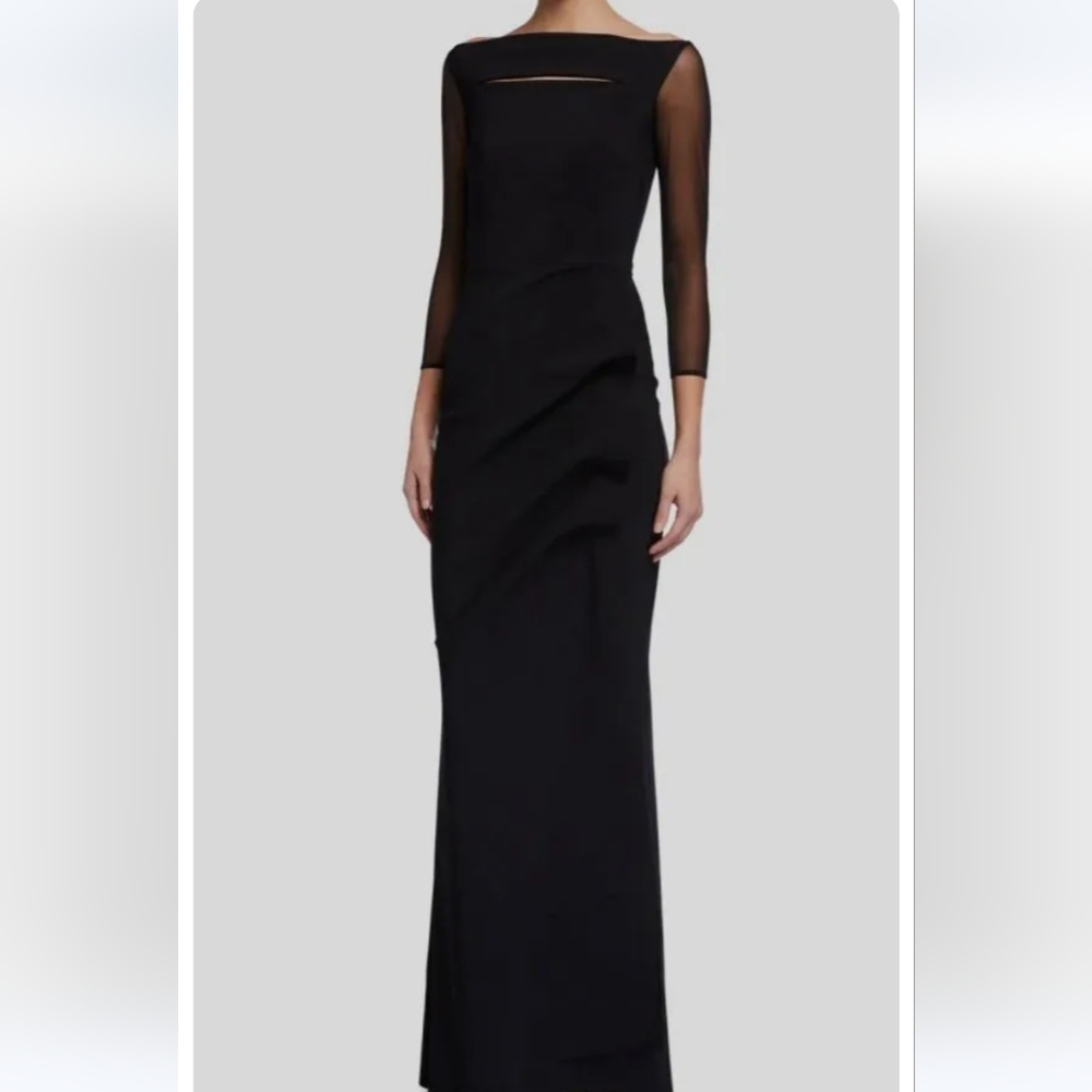 Chiara Boni Women's Black Kate Cut Out Illusion Gown Dress like new